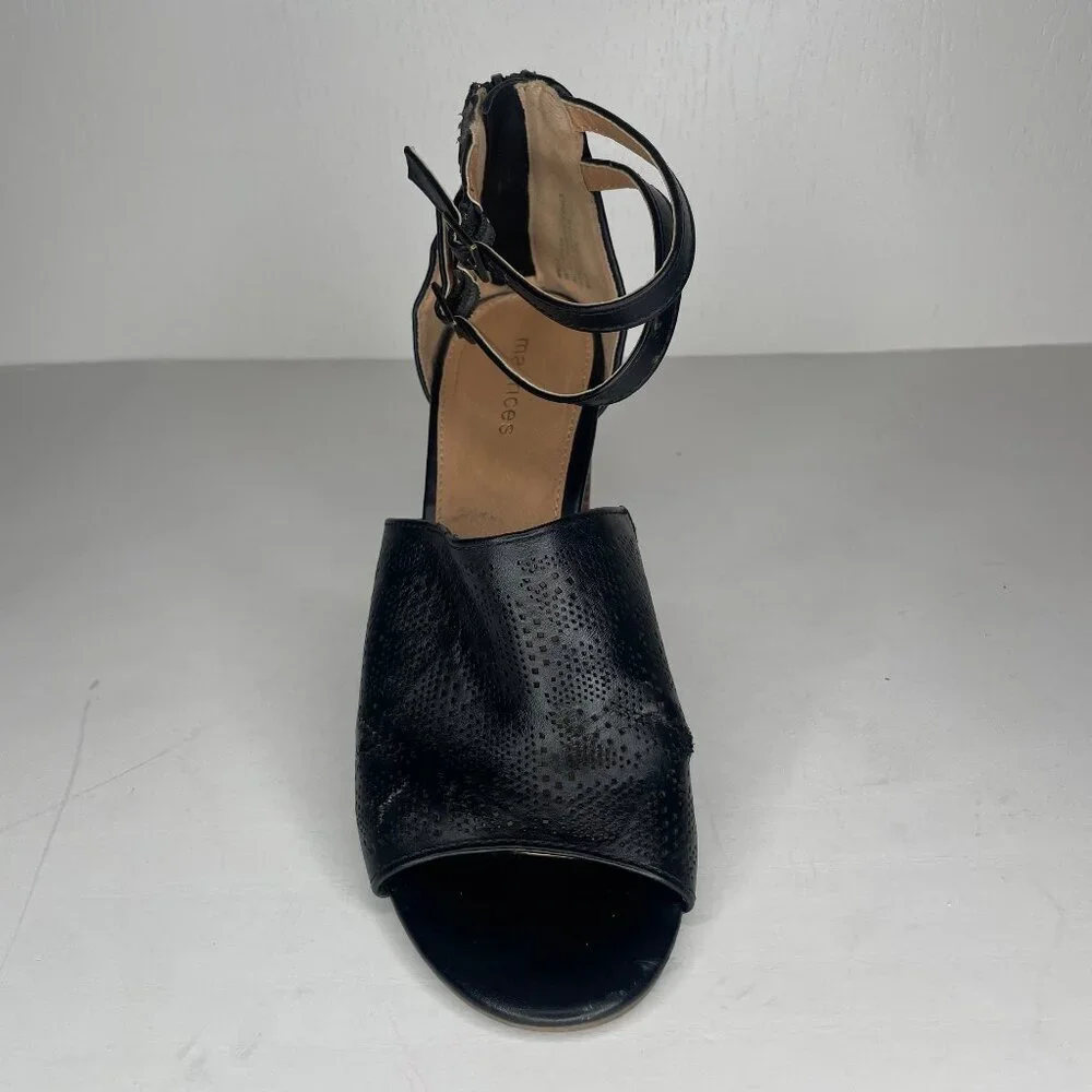 Maurices Jeanie Perforated Block Heel Sandals Black Size 9 Gothic Boho
